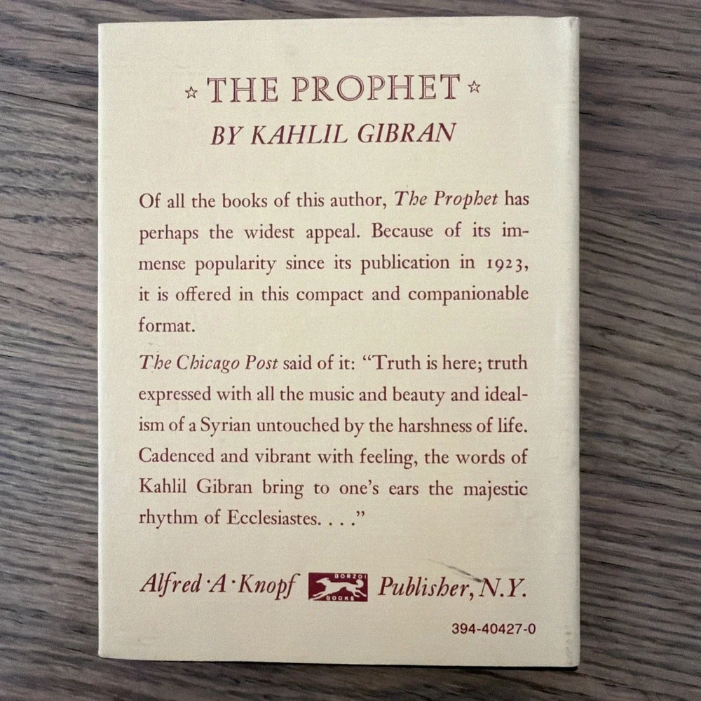 The Prophet Kahlil Gibran Pocket Edition Book HCDJ Spiritual Fiction
